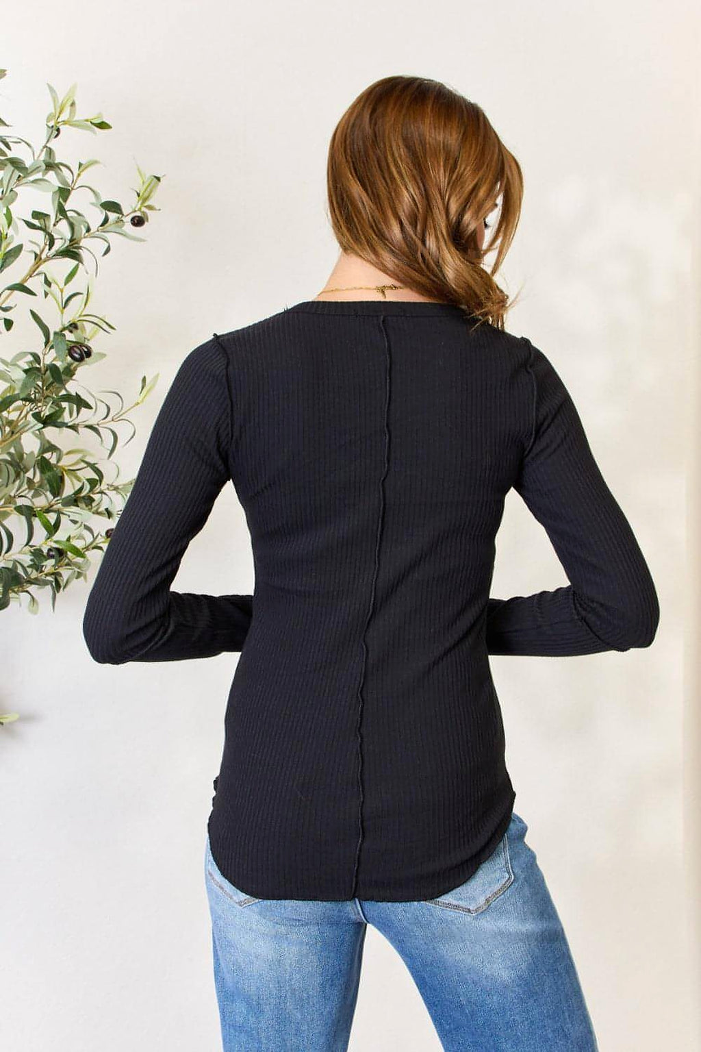 Culture Code Full Size Ribbed Round Neck Long Sleeve Top - enhanced image 10