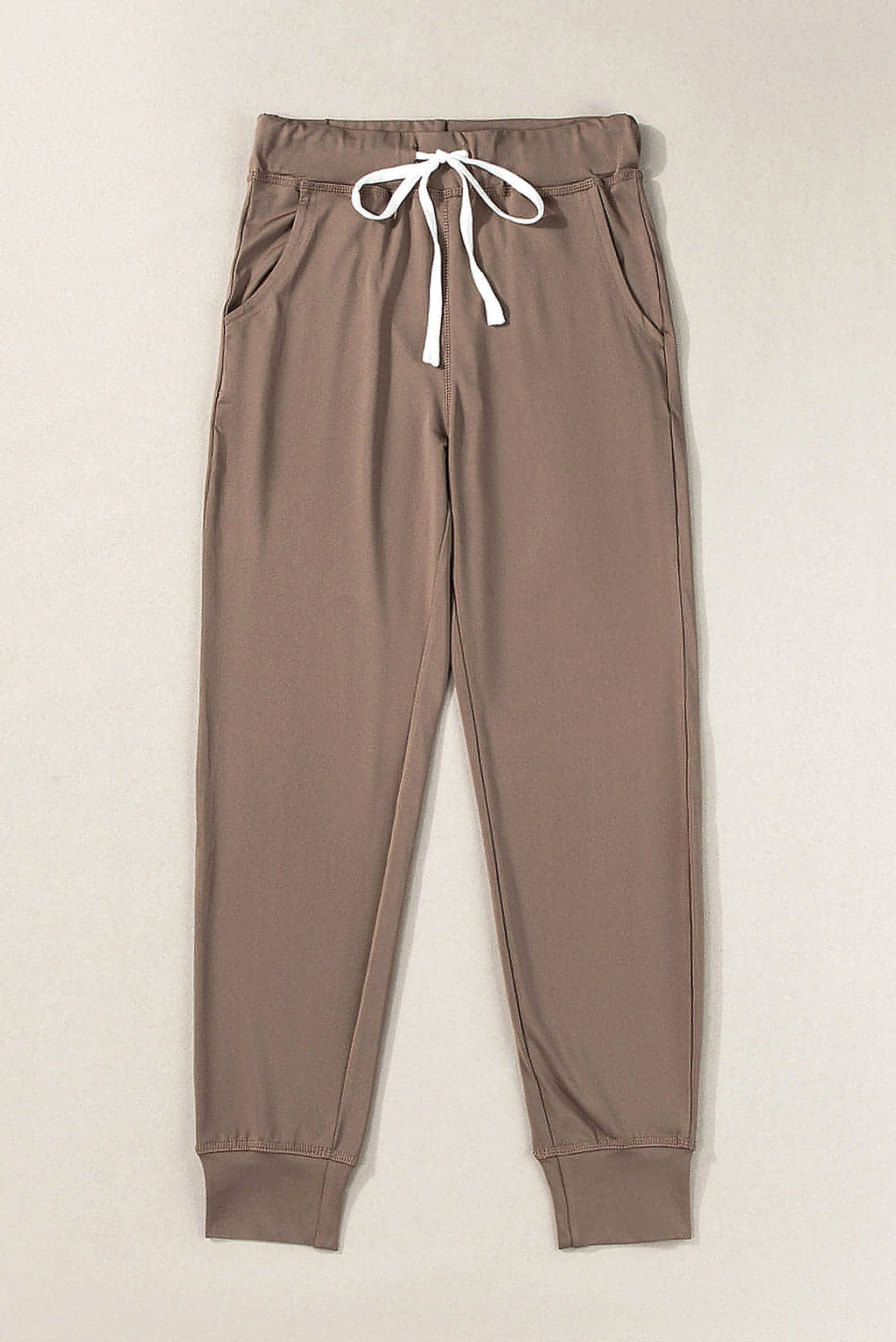 Dark Brown Drawstring Waist Pocketed Joggers - enhanced image 10