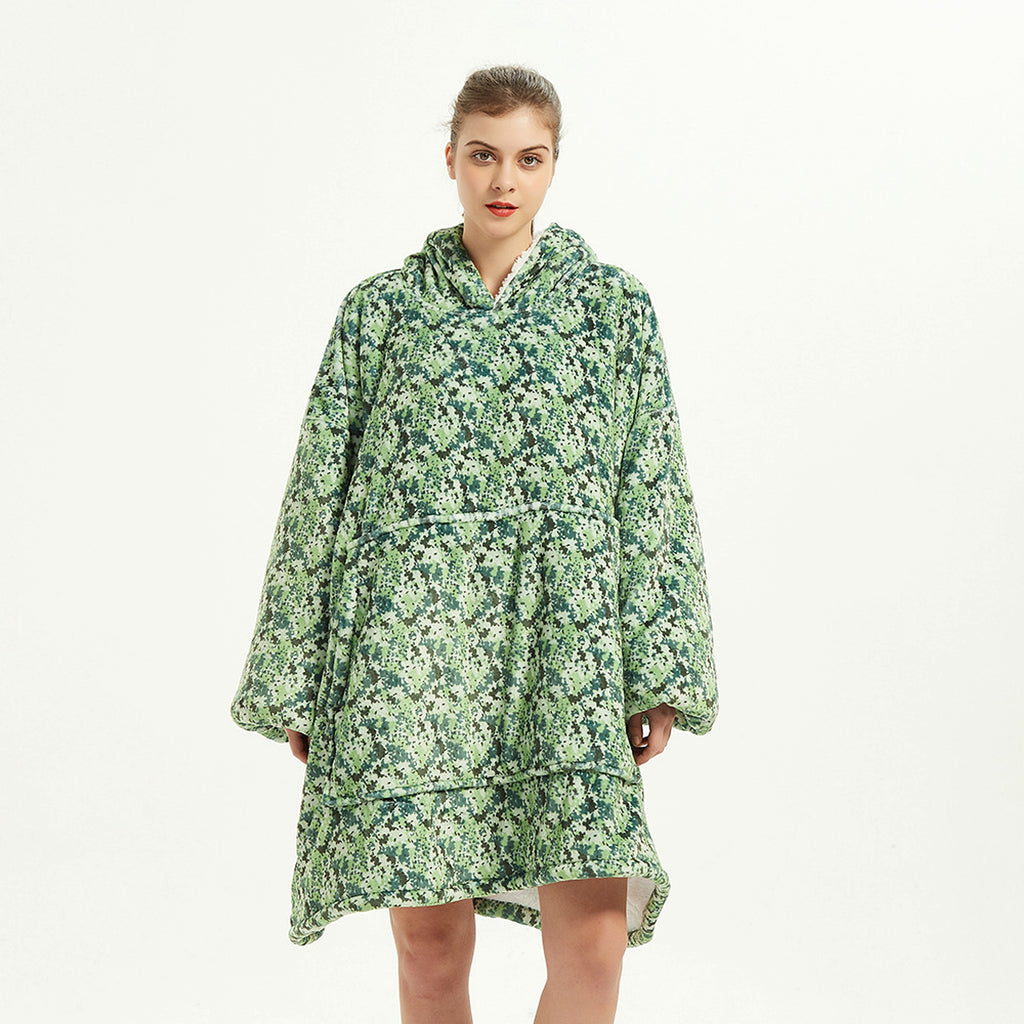 Double Layer Lazy Blanket Pullover Flannel Hooded Double Layer Sweater Women - enhanced image 10