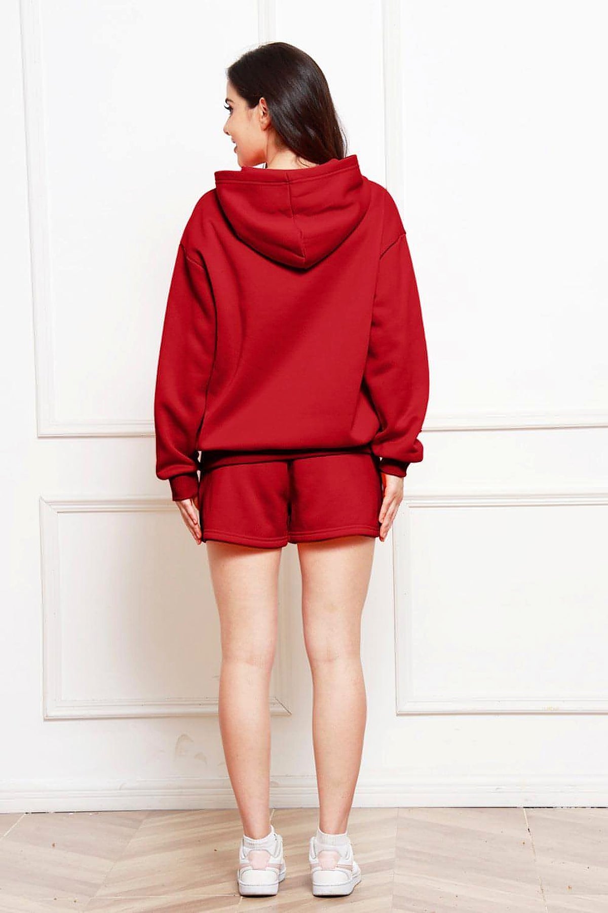 Drop Shoulder Long Sleeve Hoodie and Shorts Set - enhanced image 10