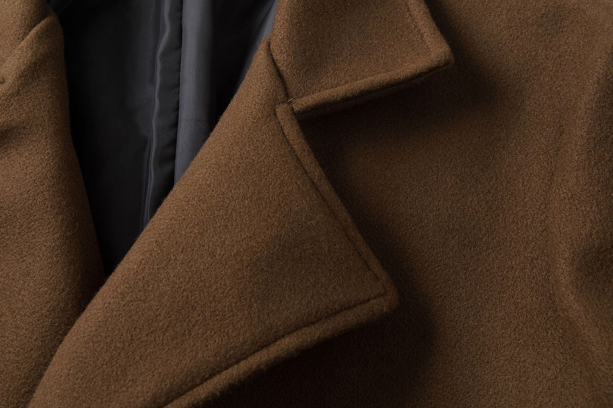 Fall Winter Men Double Breasted Mid-length Trench Coat - enhanced image 10