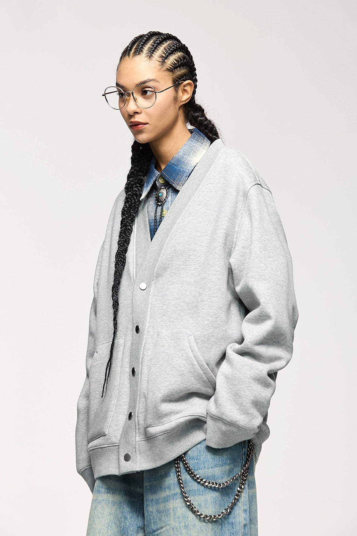 Flame Single-layer Fleece-lined Cardigan Coat Loose-fitting Casual Pullover - enhanced image 10