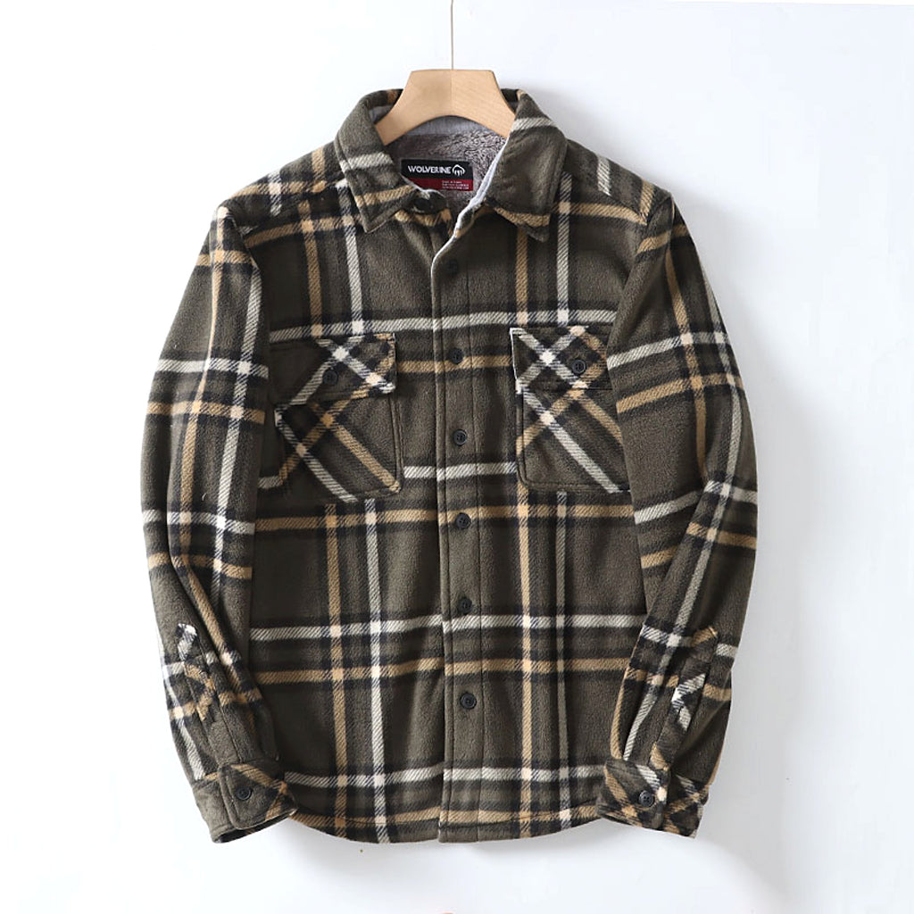 Flannel Plaid Warm Leisure Lapel Long Sleeve DressShirt - enhanced image 10