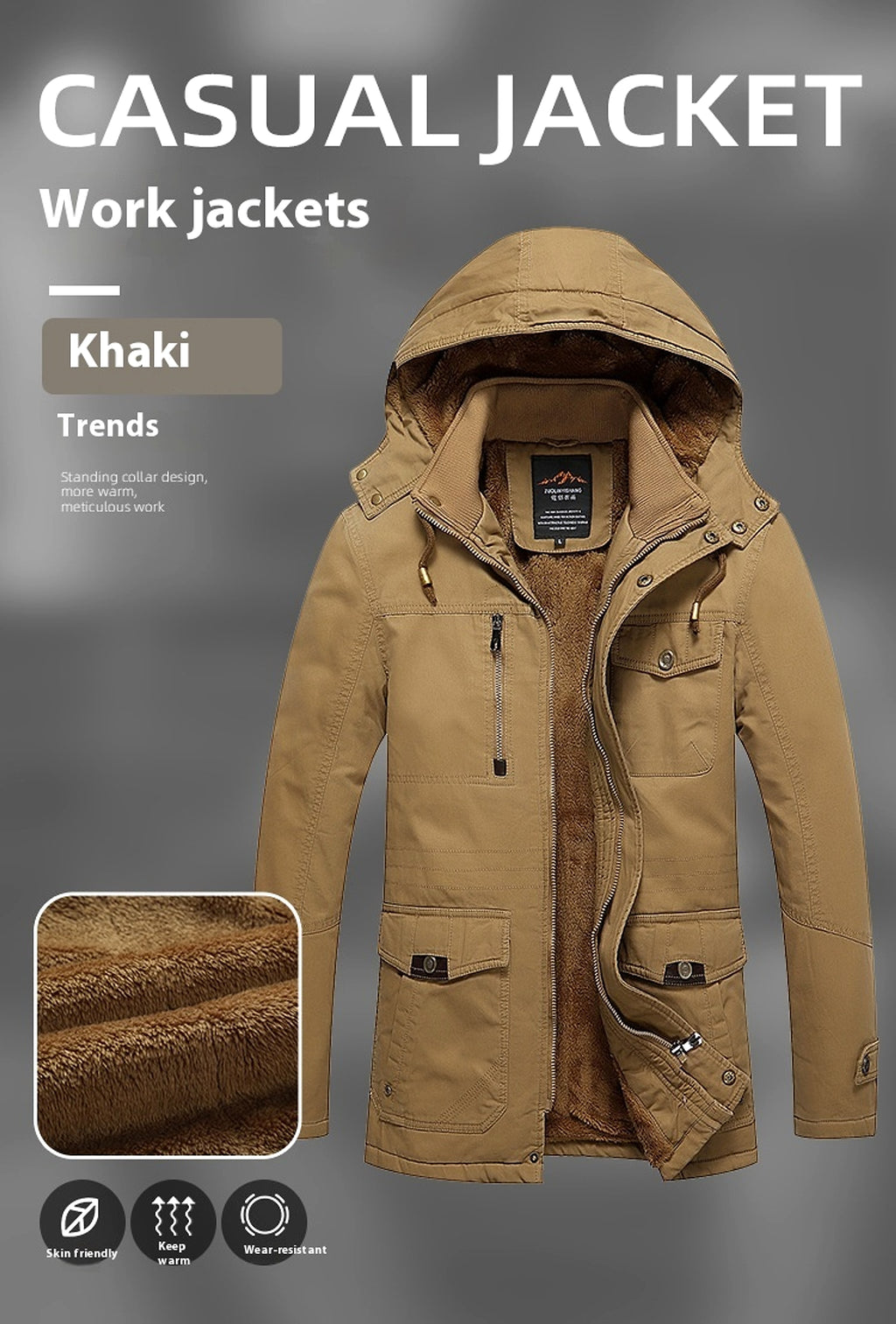 Fleece-lined Warm-keeping And Cold-proof Warm Men's Casual Jacket - enhanced image 10