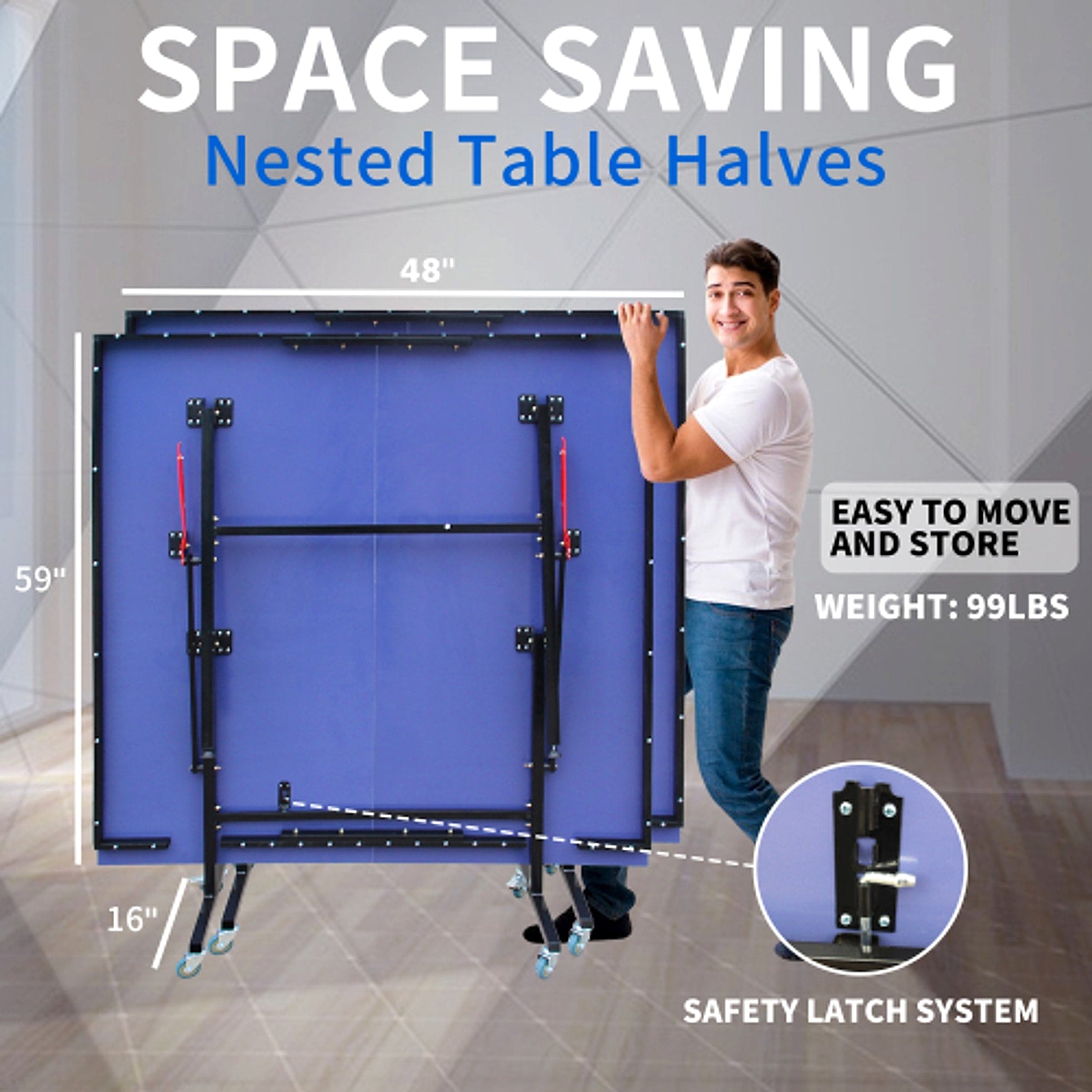 GameMaster™ – 8ft Mid-Size Foldable Ping Pong Table Set w/ Net, 2 Paddles & Balls (US Warehouse) - enhanced image 10