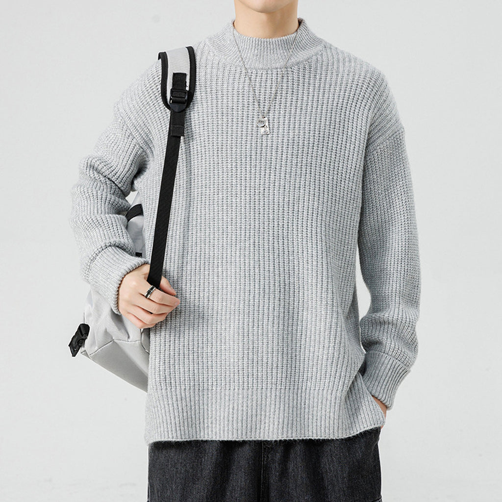 Half High Necked Sweater For Men's Casual Knitwear Outerwear - enhanced image 10
