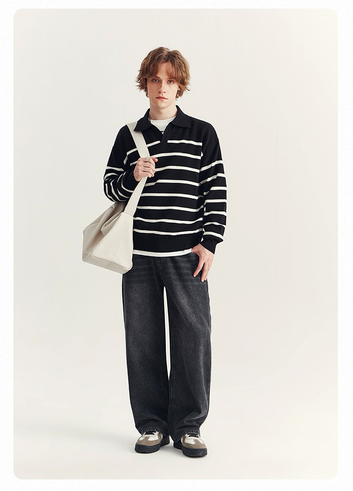 High-grade Loose Contrast Color Striped Sweater Long Sleeve Inner Wear Sweater For Men - enhanced image 10