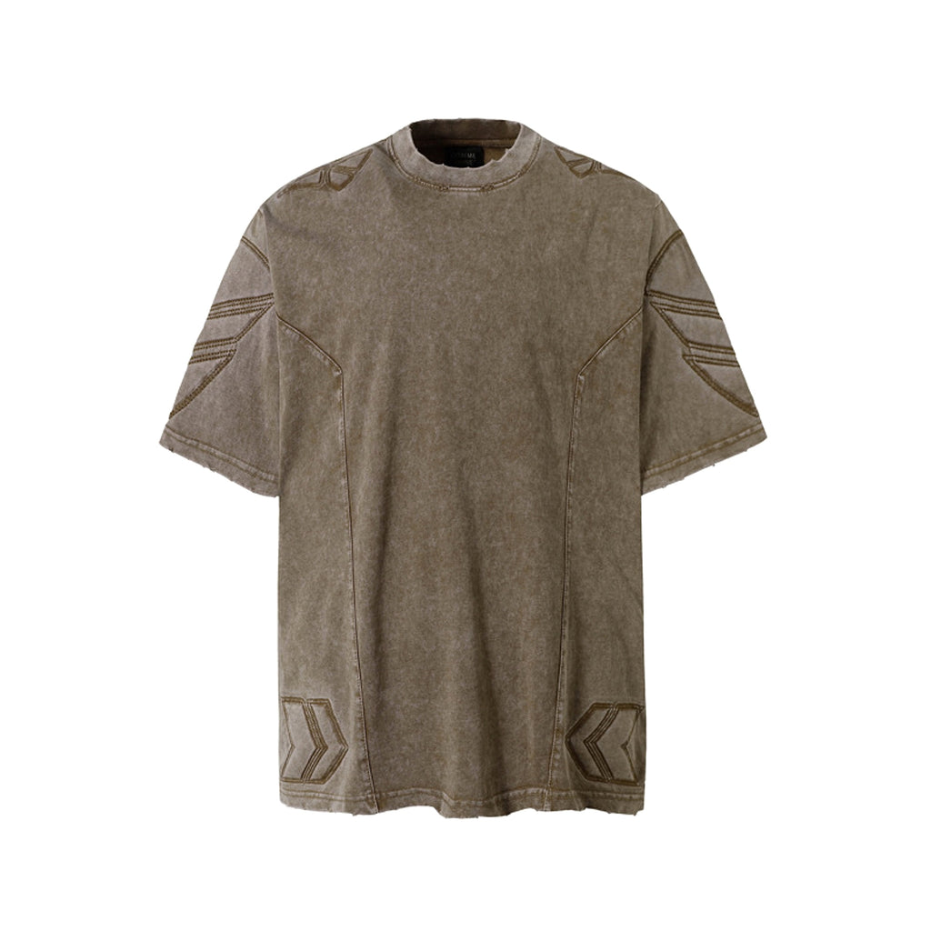 High Street Retro Washed Distressed Deconstruction Stitching Short Sleeve - enhanced image 10