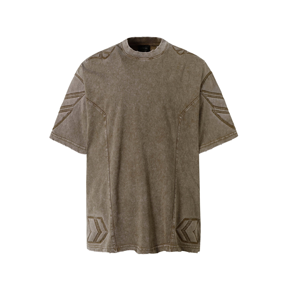 High Street Retro Washed Distressed Deconstruction Stitching Short Sleeve - enhanced image 10