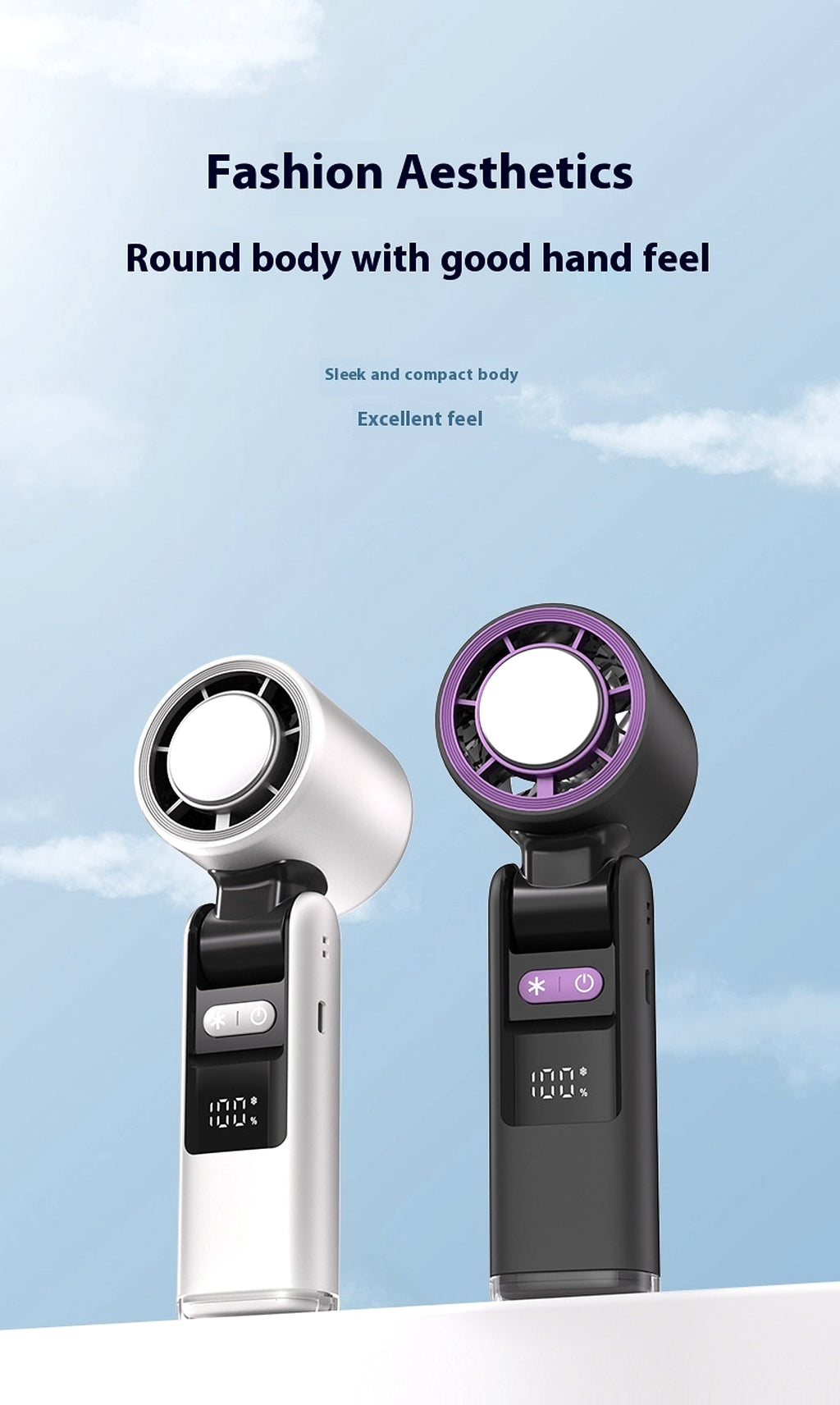 Ice Cool Turbo Mini Fan with Digital Display – USB Rechargeable & Foldable - enhanced image 10