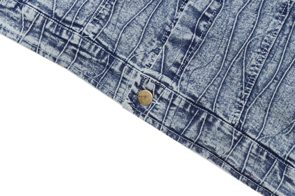 Jacquard Stone Washed Denim Jacket For Men And Women - enhanced image 10