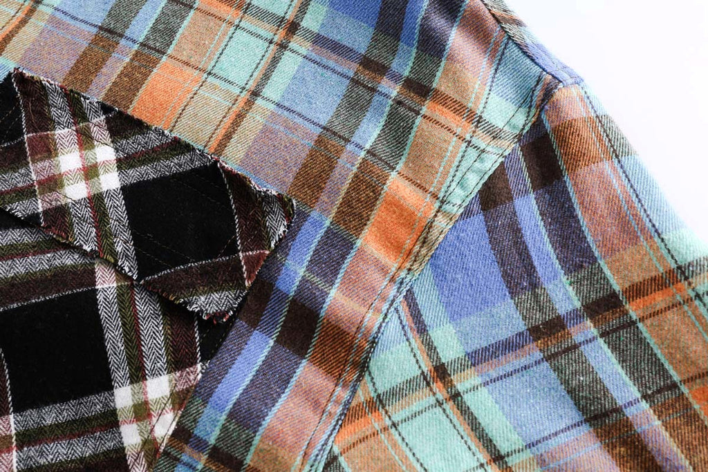 Japanese Trendy Spliced Plaid Blouse DressShirt CS51 - enhanced image 10