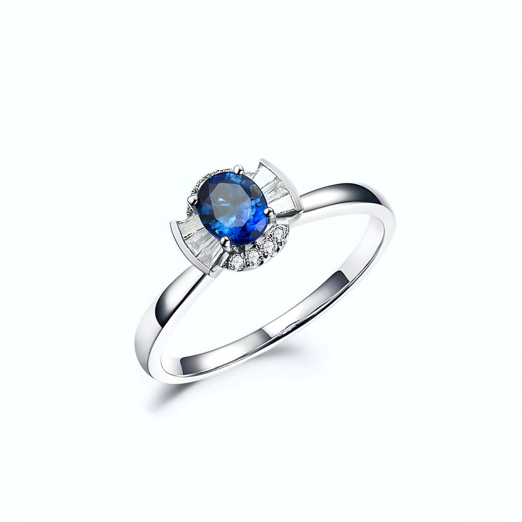 Sapphire & Diamond Inlaid 18K Gold Women's Ring - enhanced image 10