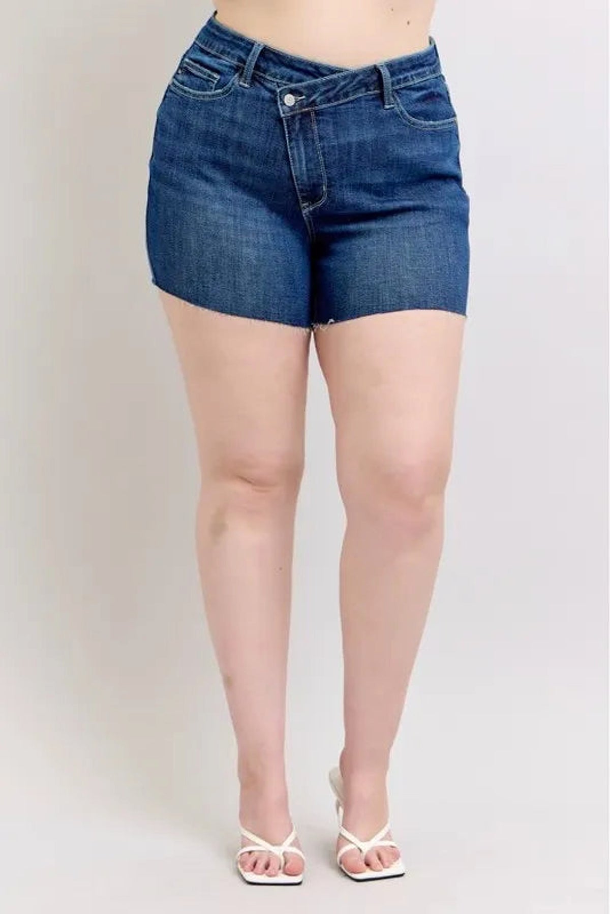 Judy Blue Full Size High Waist Criss-Cross Waistband Denim Shorts Plus Size - enhanced image 10