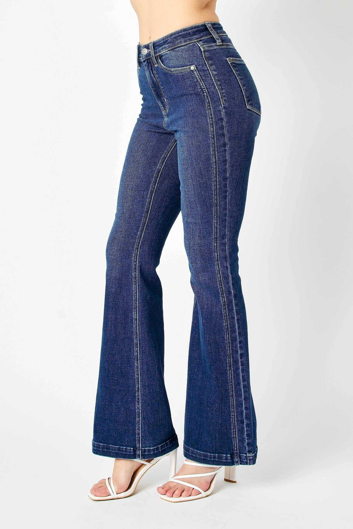 Judy Blue Full Size Hw Angled Side Seam Detail Flare Jeans Plus Size - enhanced image 10