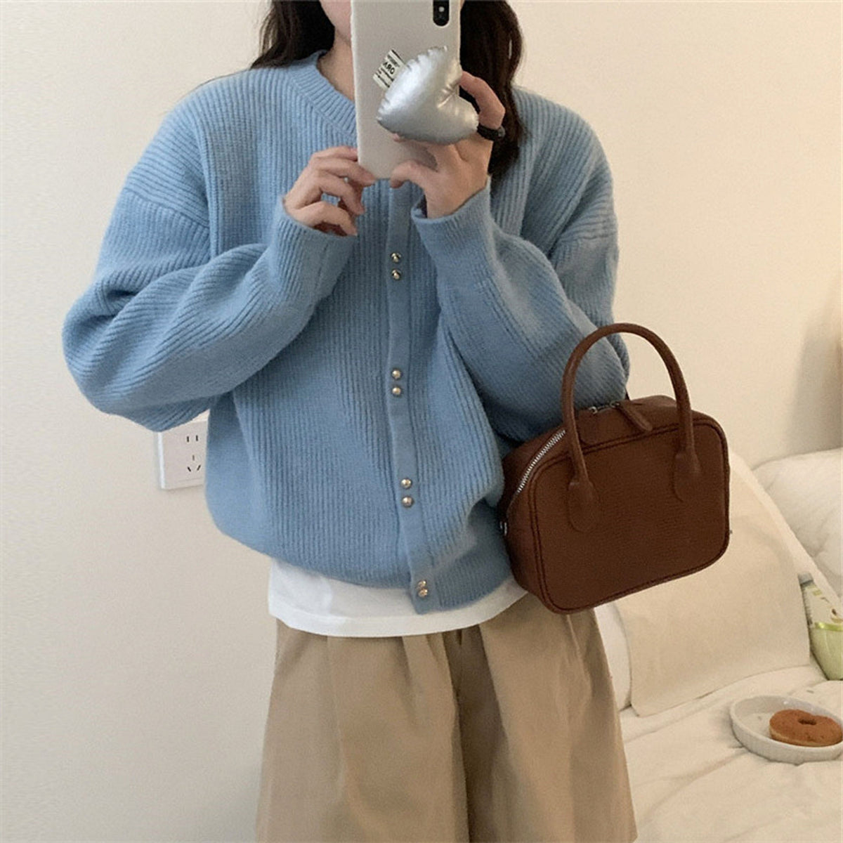 Korean Style Women's Long Sleeve Sweater Coat