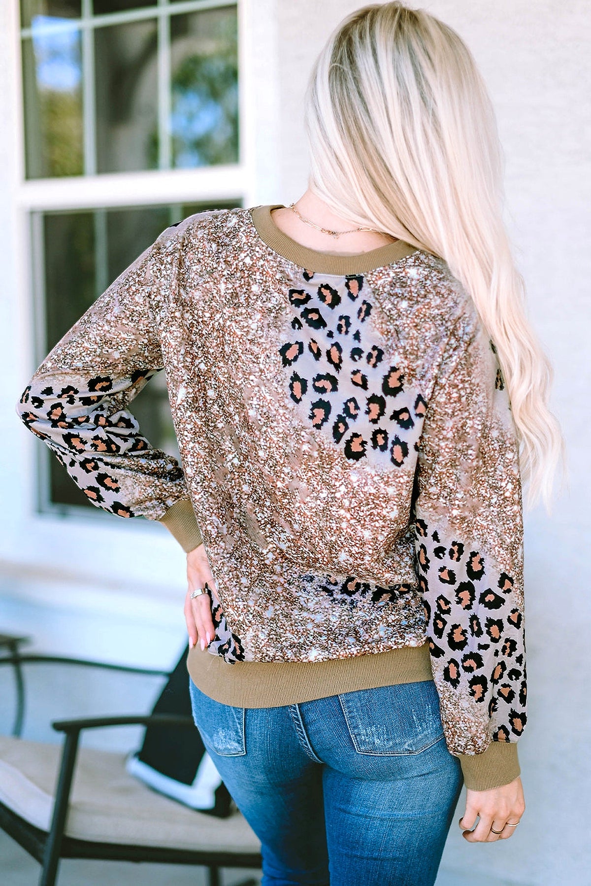 Leopard Print Bleached Long Sleeve Top - enhanced image 10