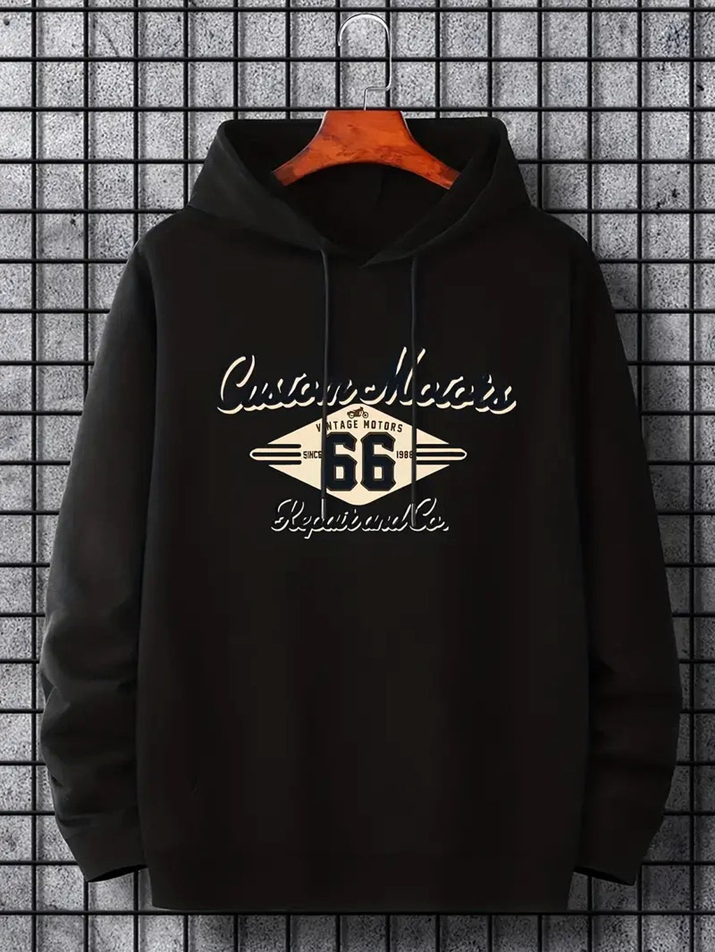 Letter Number 66 Printed Casual Hooded Pullover Sweater Mem - enhanced image 10