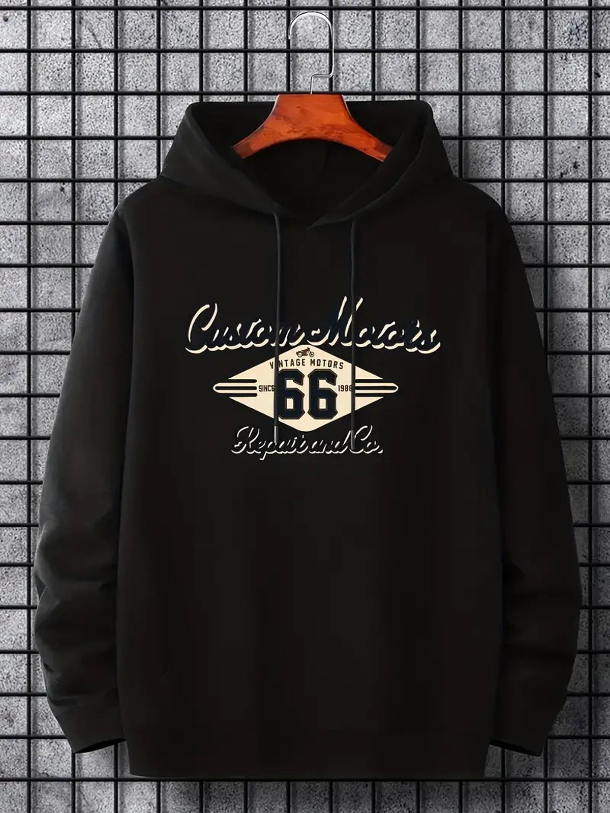Letter Number 66 Printed Casual Hooded Pullover Sweater Mem - enhanced image 10