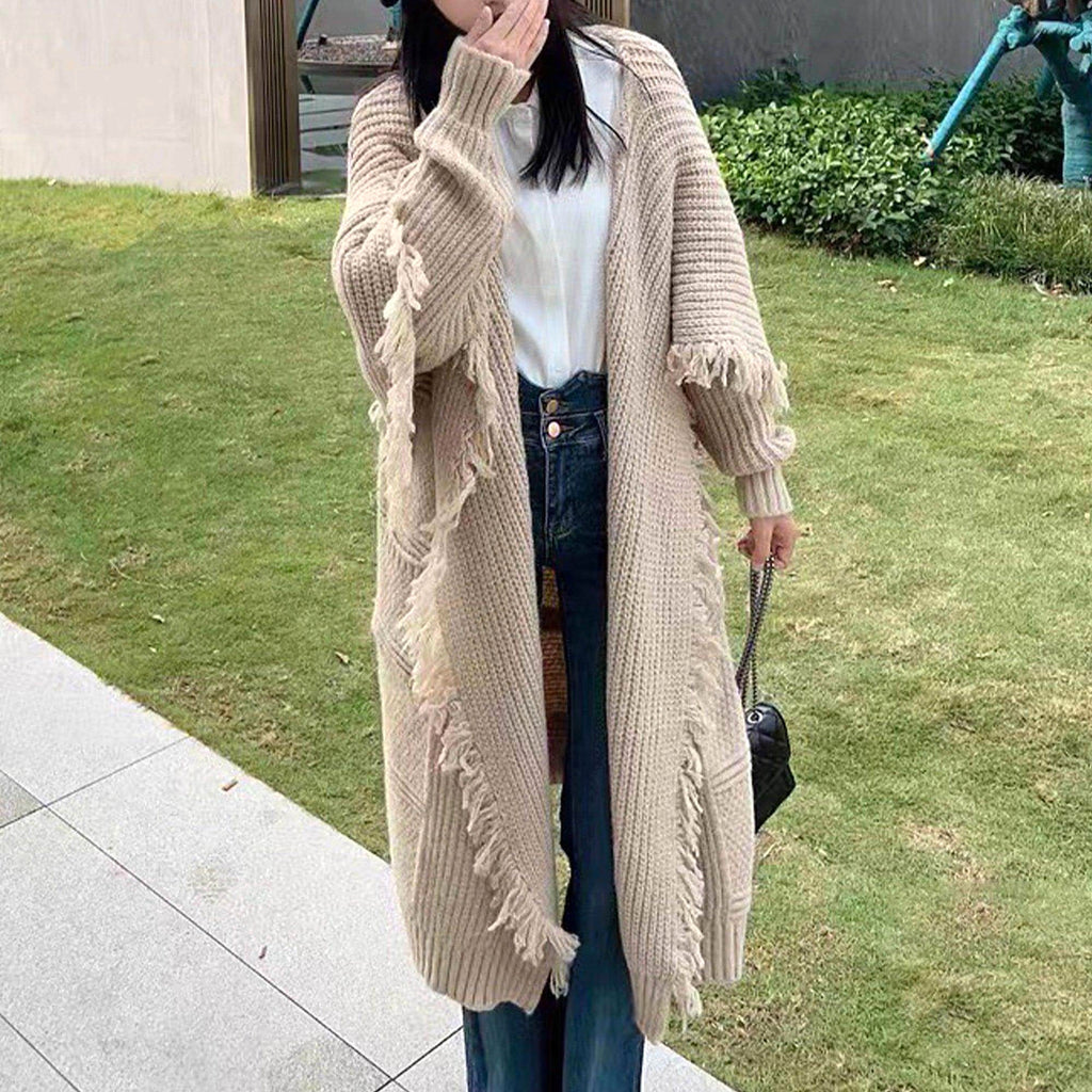 Long Alpaca Wool Sweater Coat Handmade Womens Clothing - enhanced image 10