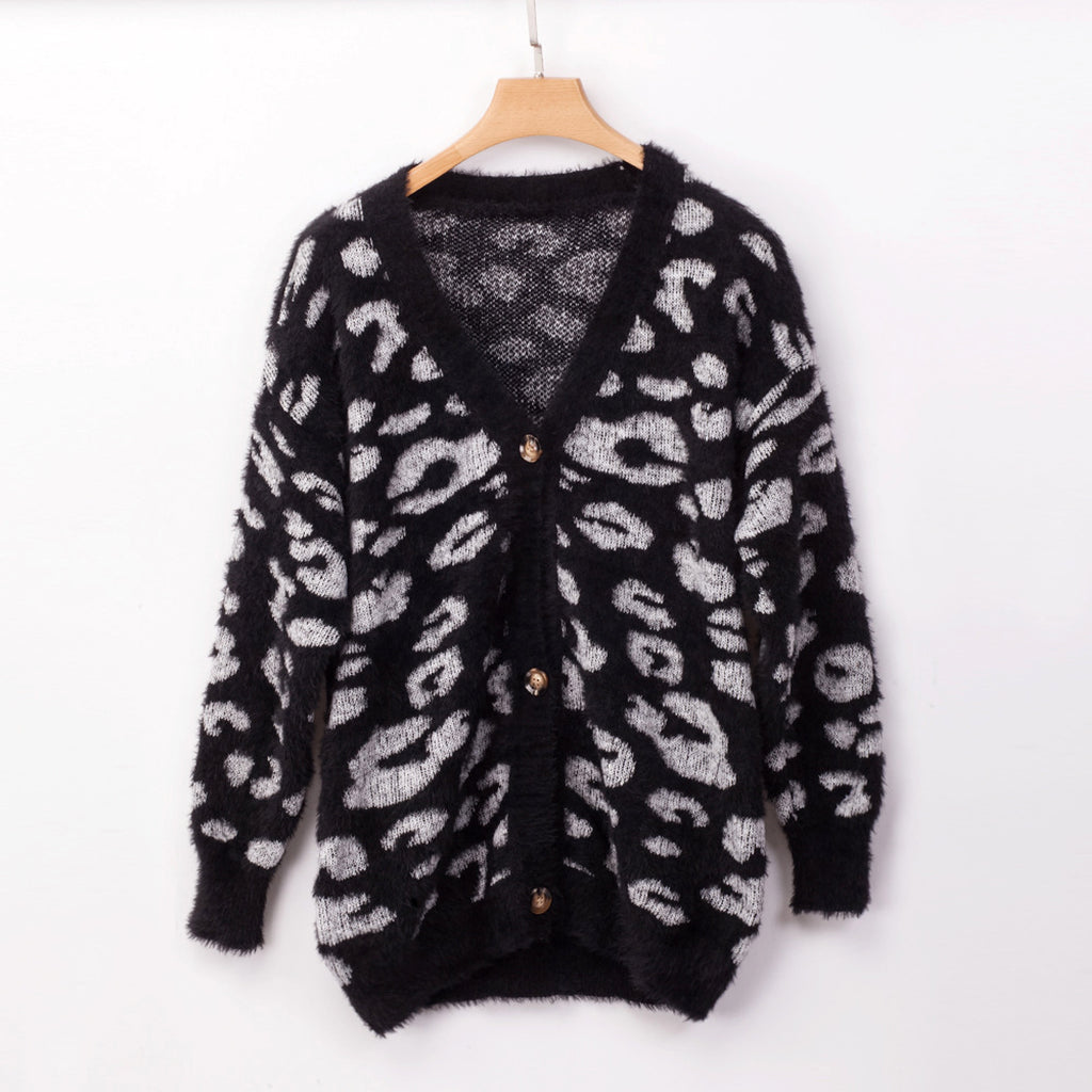 UrbanFur™ – Long Sleeve Leopard Knit Cardigan - enhanced image 10