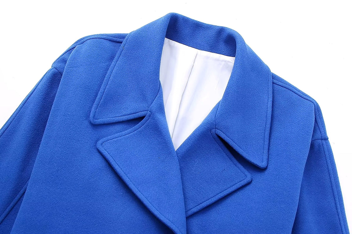 A1. Loose Double-breasted Short Design Woolen Coat - enhanced image 10