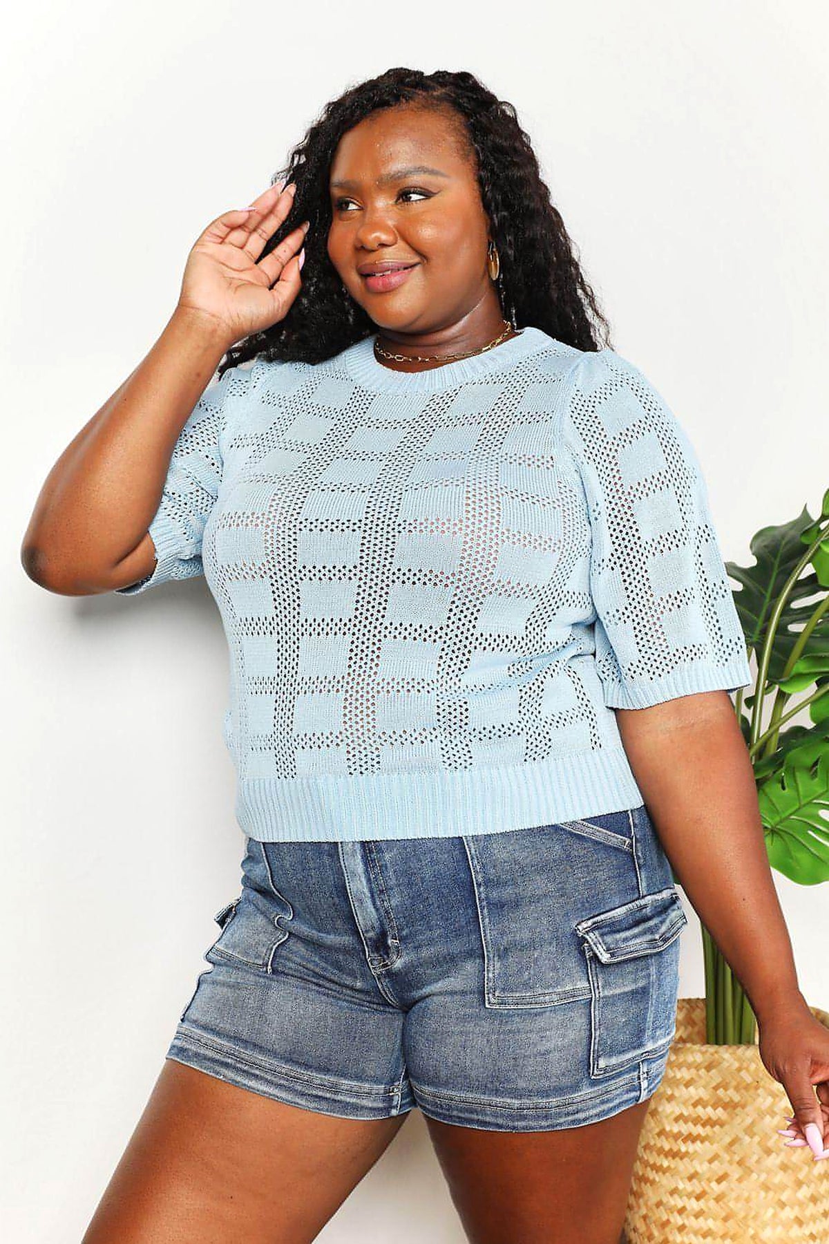 Mandy Ribbed Trim Round Neck Knit Top - enhanced image 10