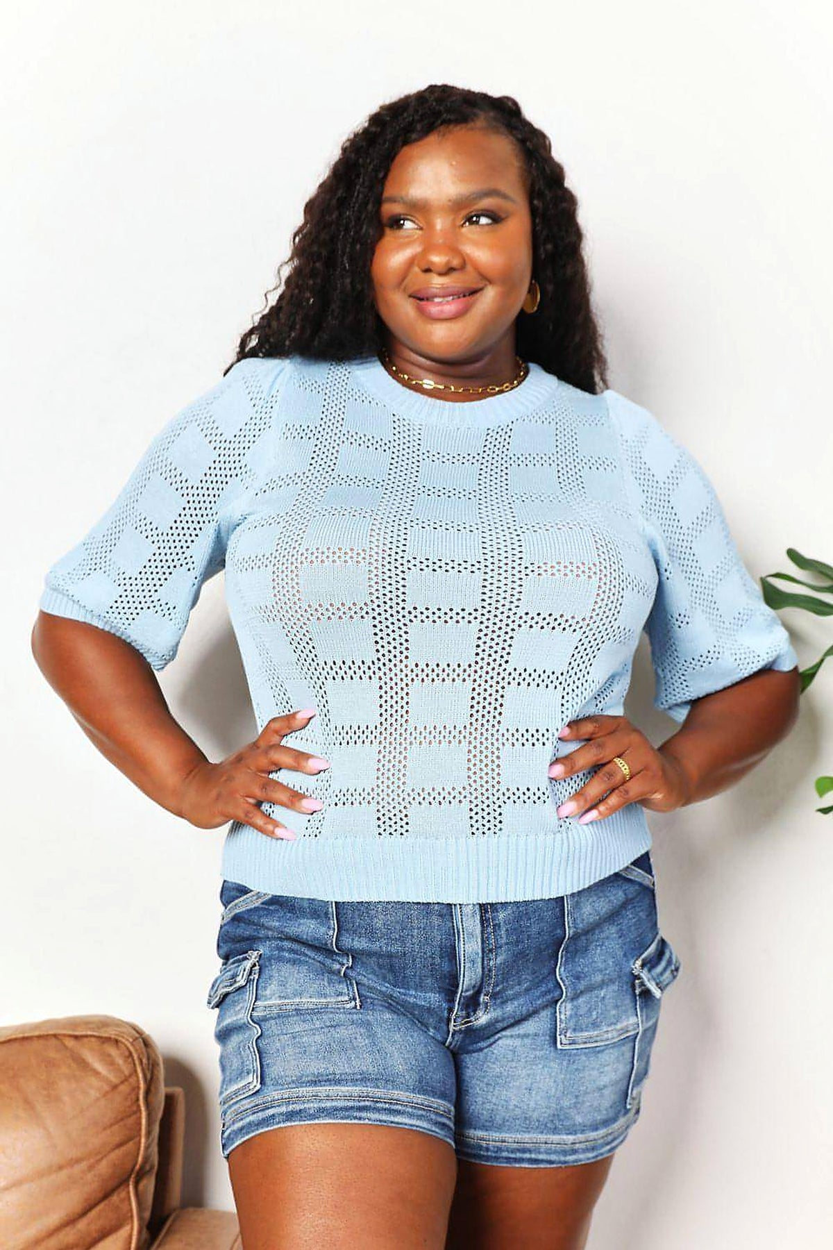 Mandy Ribbed Trim Round Neck Knit Top - enhanced image 10