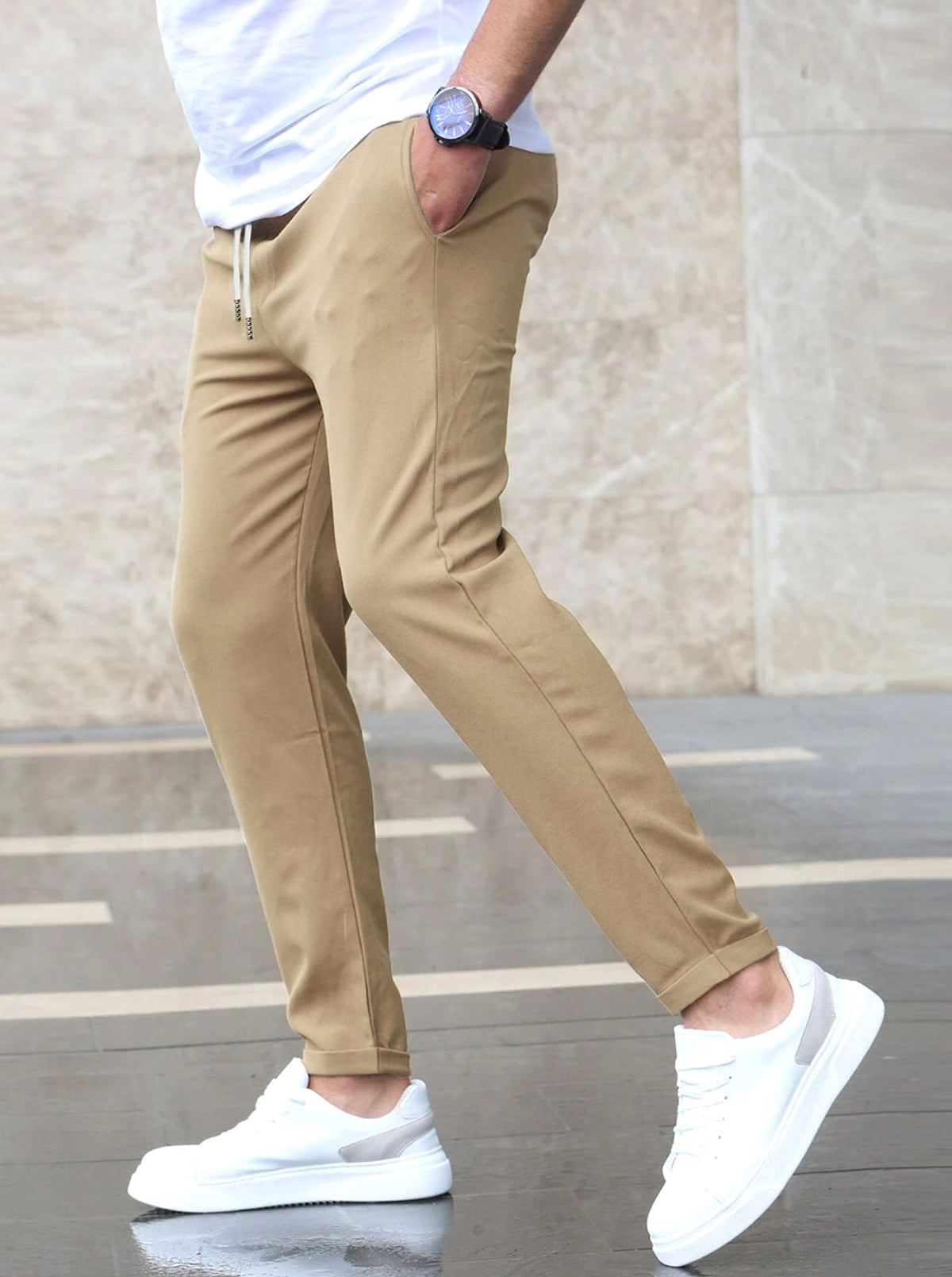 Men’s Slim Fit Casual Pants With Drawstring & Pockets - enhanced image 10