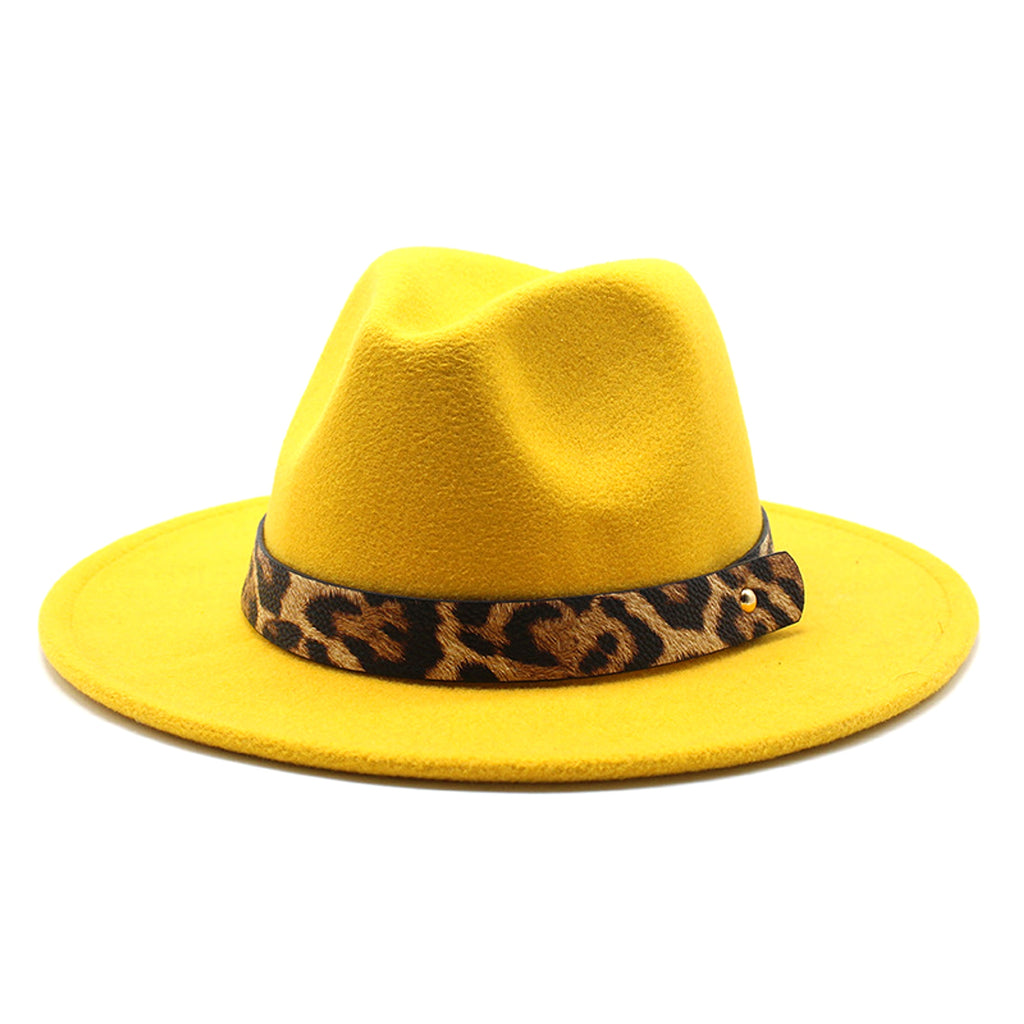 Men's Fashion Leopard Print Woolen Big Brim Top Hat - enhanced image 10