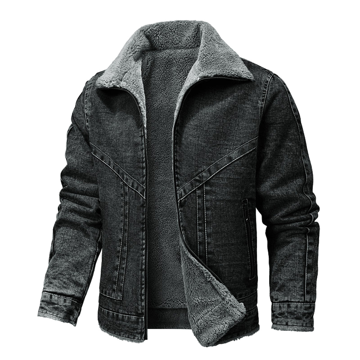 A.1 Men's Fleece-lined CottonCasual Jacket Coat Lambswool - enhanced image 10