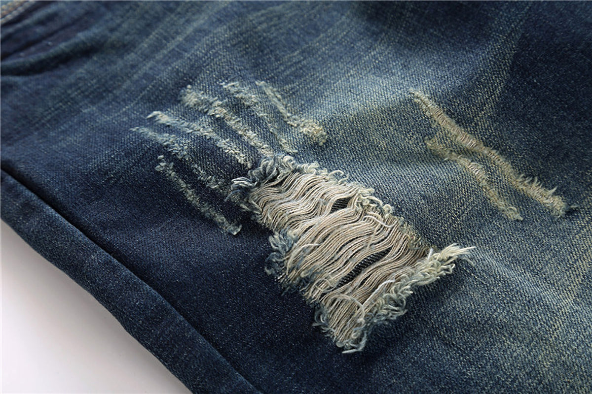 Men's Jeans Wear Hole Straight Tube - enhanced image 10