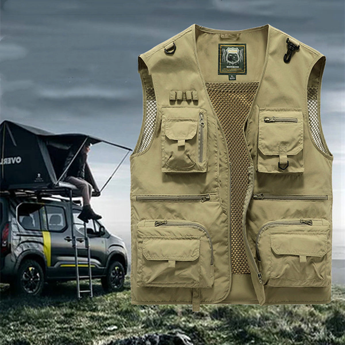 Safari waistcoat multi-pocket men jacket - enhanced image 10