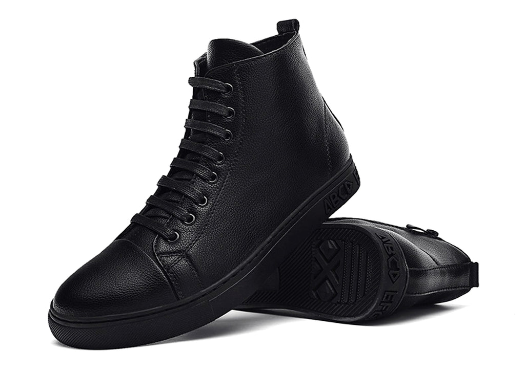 Men's Plus Size High Top Black Sneakers - enhanced image 10