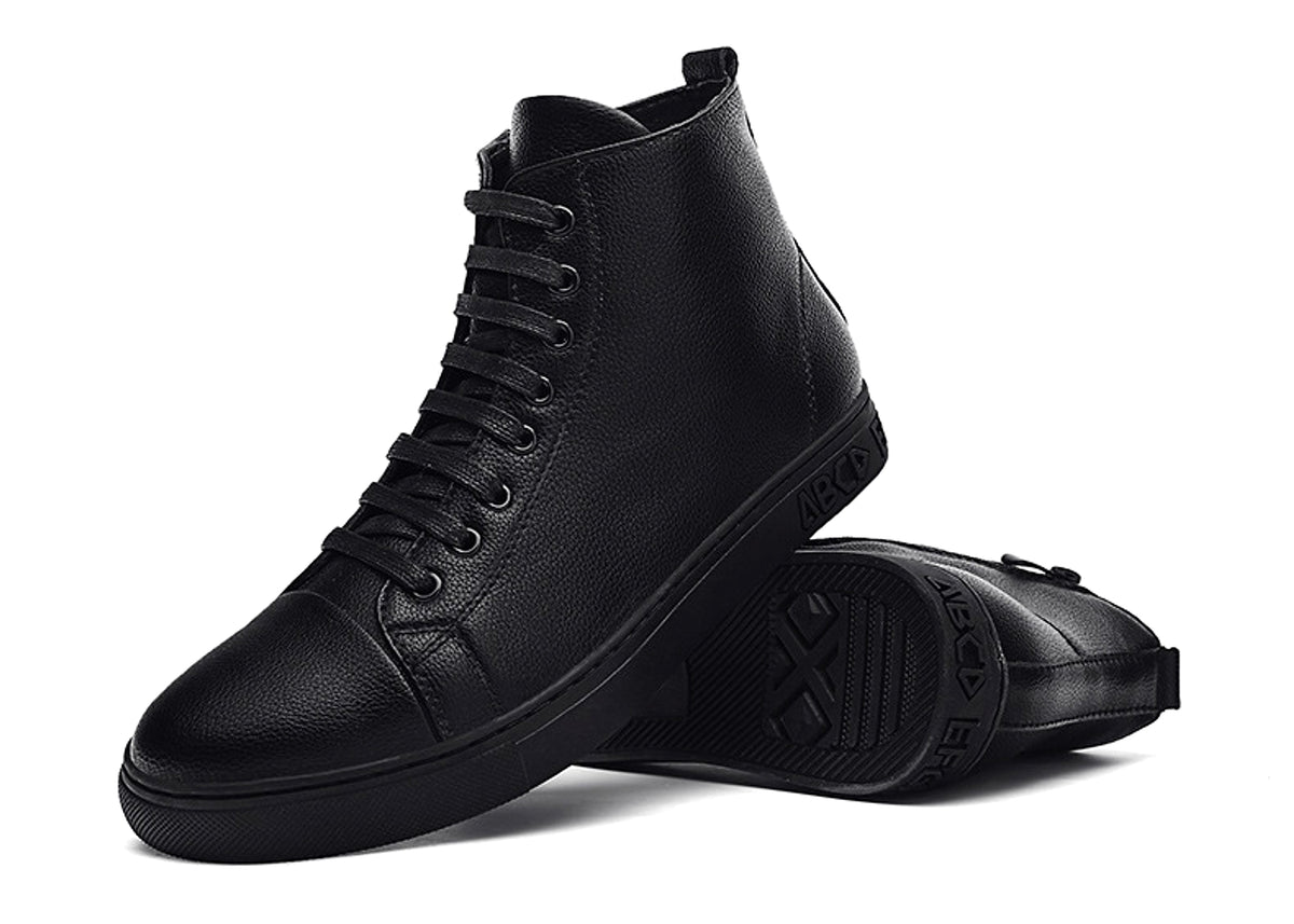 Men's Plus Size High Top Black Sneakers - enhanced image 10