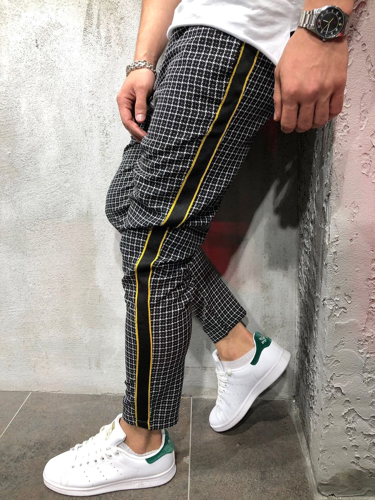 Men's Slim-fitting Cool Casual Sports Striped Side Ribbon Trousers (Jeans & Pants) - enhanced image 10