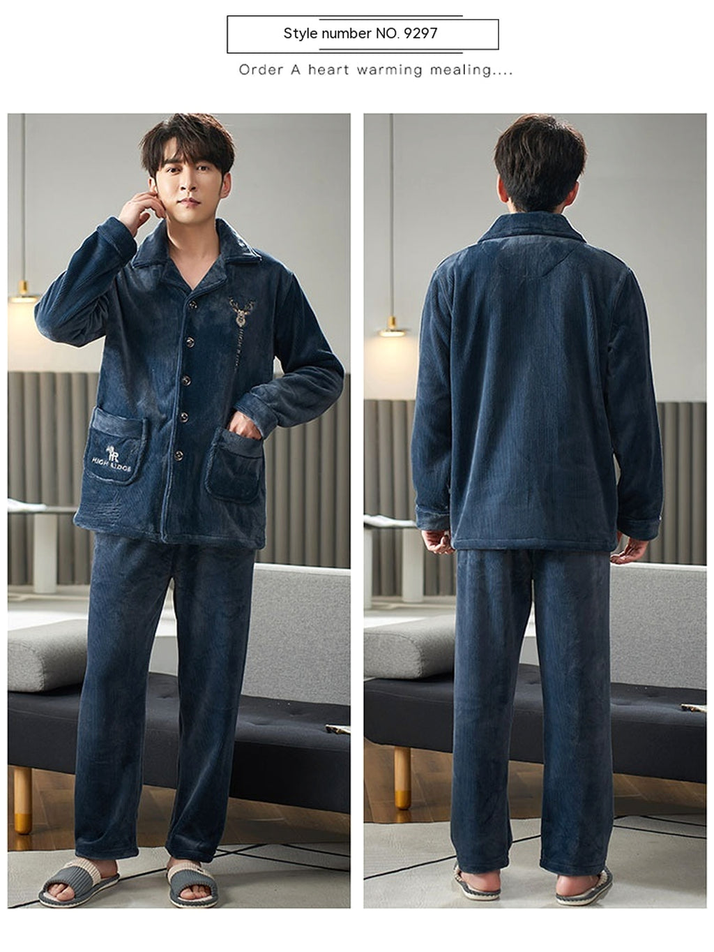Men's Winter Flannel Pajamas Suit - enhanced image 10