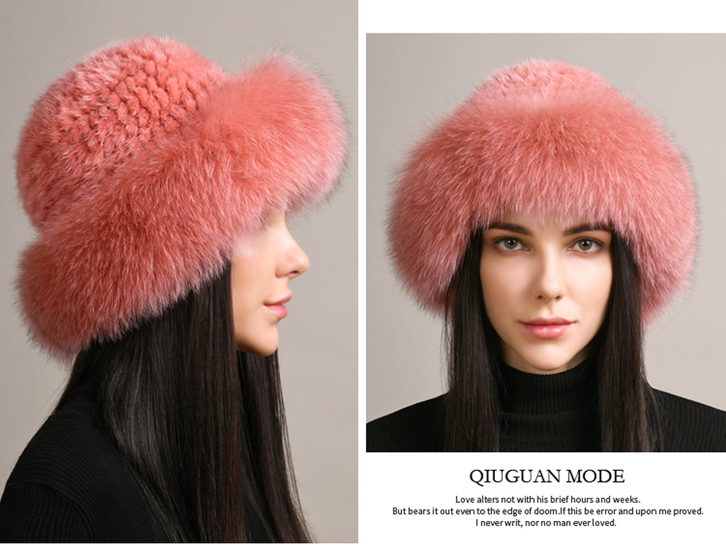 Mink Hair Hat Lady Braided Fur Winter Winter - enhanced image 10