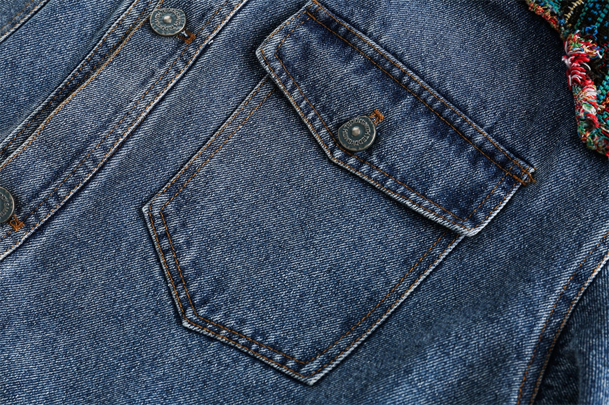 1. National Style Burrs Stitching Washed Denim Jacket - enhanced image 10