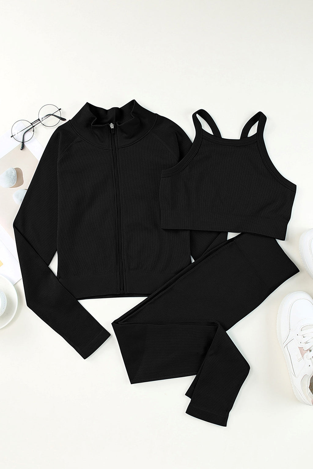 New Solid Color Sleeveless Sports Suit Women Leggings - enhanced image 10