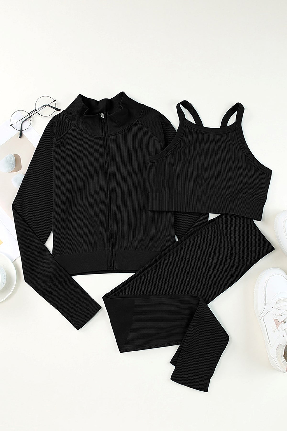 New Solid Color Sleeveless Sports Suit Women Leggings - enhanced image 10