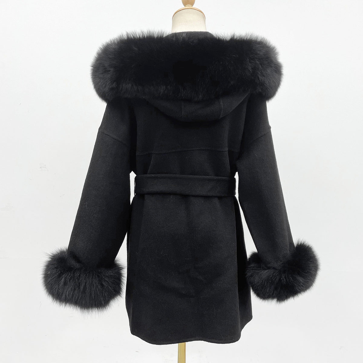 Oversized Fur Collar Hooded Double-Sided Wool Coat – Luxurious Warmth & Style - enhanced image 10