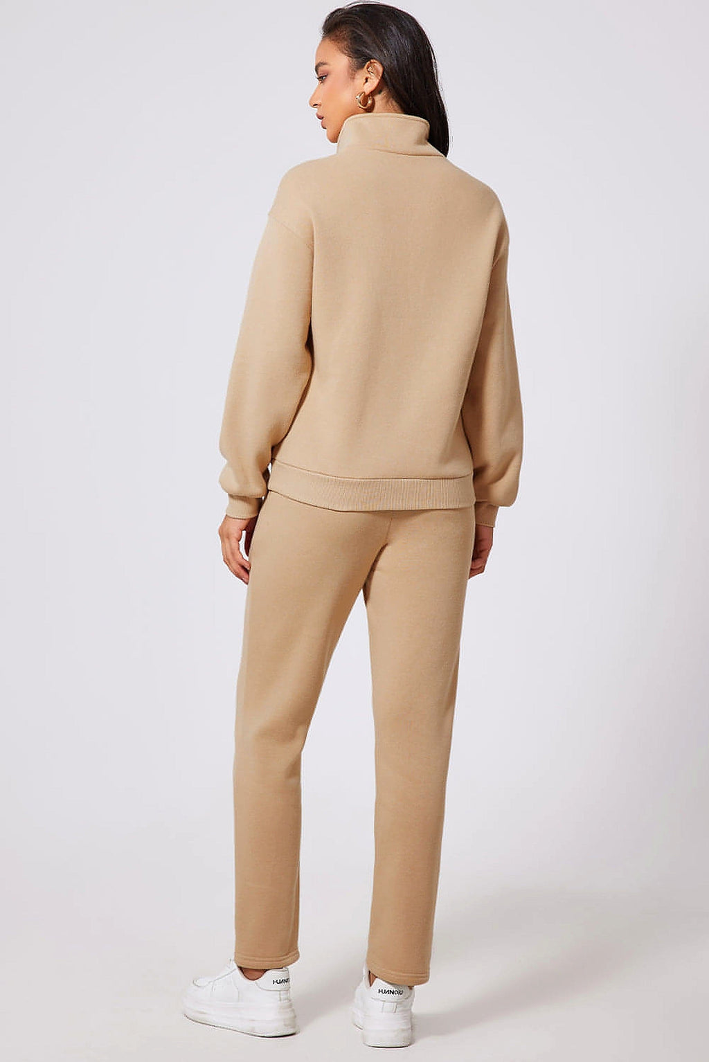 Parchment Solid Half Button Sweatshirt and High Waist Sweatpants Set - enhanced image 10
