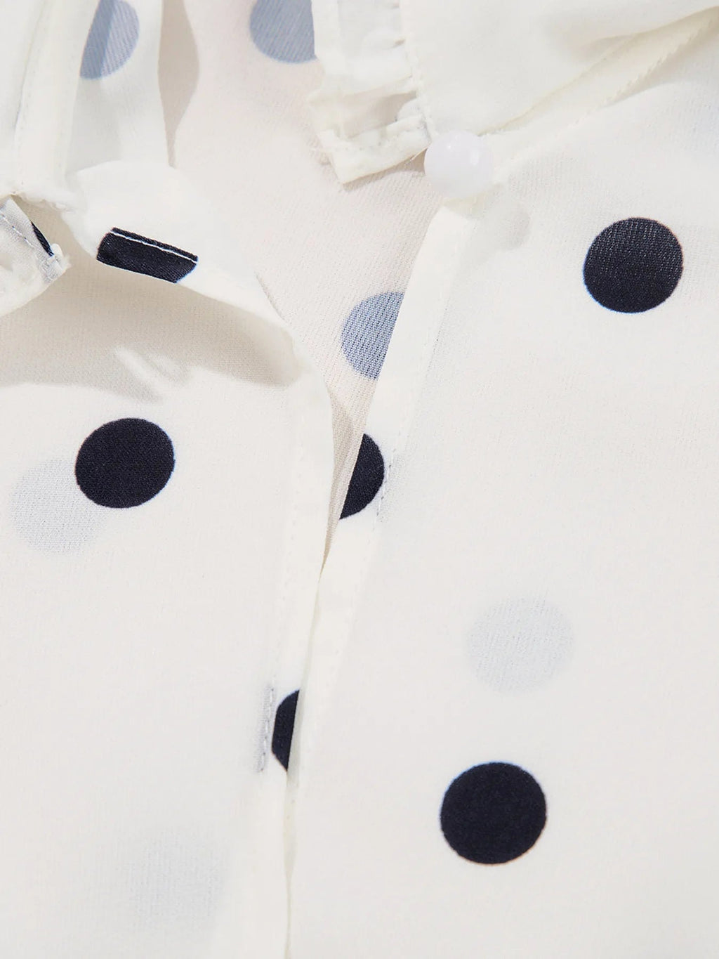 Polka Dot Collared Puff Sleeve Peplum Top - enhanced image 10