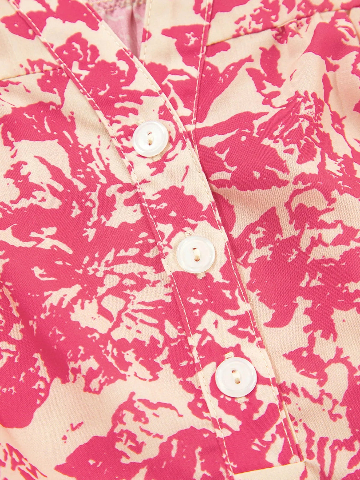 Printed Half Button Neck Ruffle Sleeve Blouse - enhanced image 10