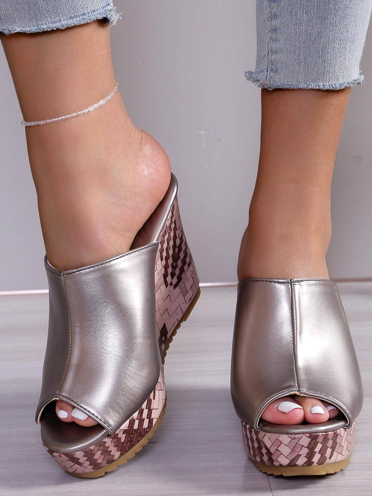 PU Leather High Heel Sandals - enhanced image 10
