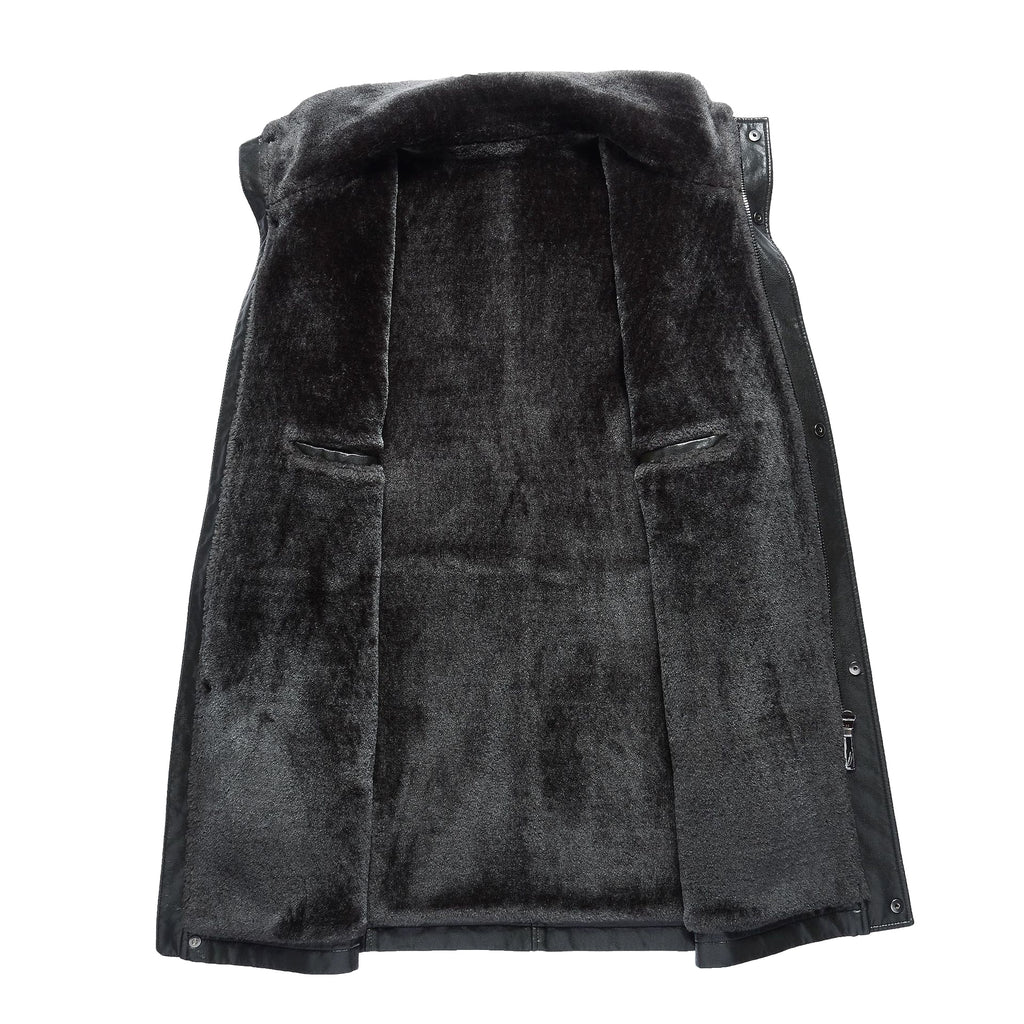 Real Leather Men's Winter Jacket – Thickened & Fleece-Lined Elegance - enhanced image 10