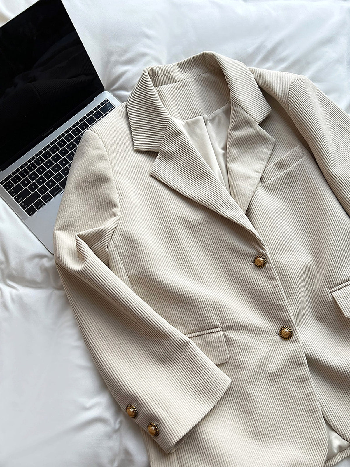Retro Heavy Industry Metal Buckle Corduroy Suit Jacket - enhanced image 10
