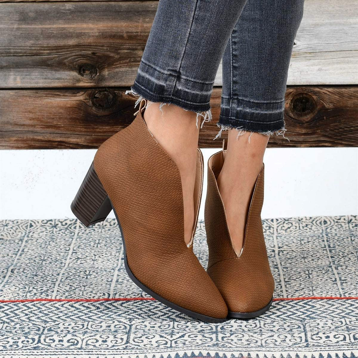 Retro Square Toe Casual Large Size Single Shoe Mid Heel - enhanced image 10