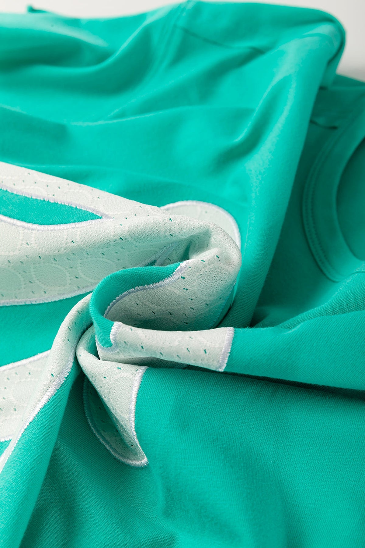 Sea Green Lace Bow Raw Edge Drop Shoulder Casual T Shirt - enhanced image 10